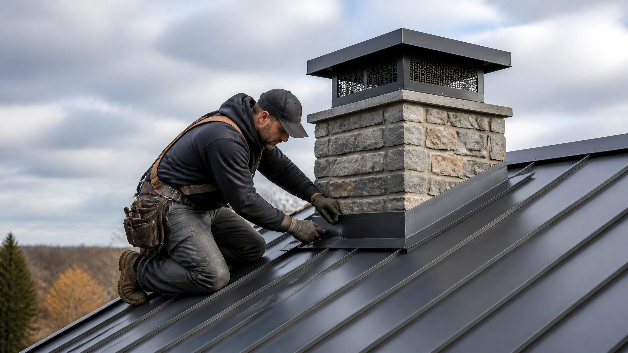 chimney flashing metal roof sequencing
