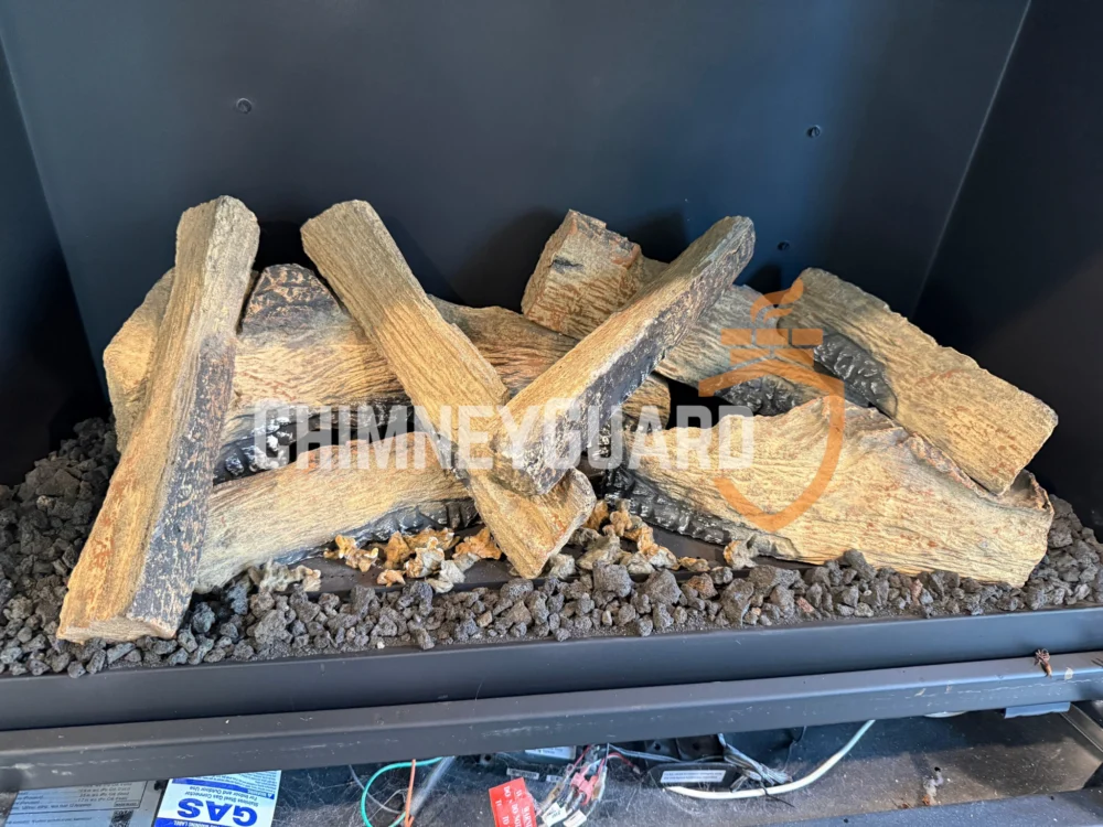Decorative gas log fireplace