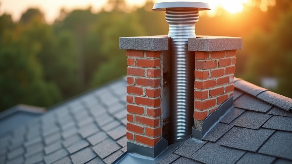 chimney liner inside flue located
